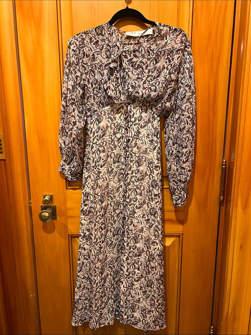 IRO Elea Cream Long-Sleeve PrintedDress